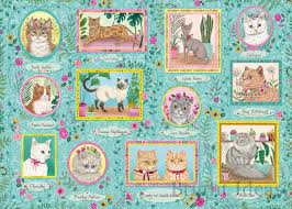 Assemble the puzzle to reveal the rest of the image. Famous Felines 1000 Piece Jigsaw Puzzle By Gibsons G6603
