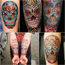 Sugar skull tattoos are usually quite large as they include a great deal of detail and colour which isn't apparent in a smaller medium sized tattoo. Mexican Sugar Skull Tattoos Calavera Ink Ideas Day Of The Dead
