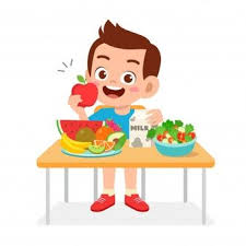 Happy Cute Kid Boy Eat Healthy Food Cute Kids Happy Kids Art Drawings For Kids