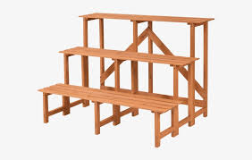 The sturdy, wide shelf space holds several large and heavy plants, including those in clay pots. 3 Tier Wide Wood Flower Pot Step Ladder Plant Stand Wood Free Transparent Png Download Pngkey