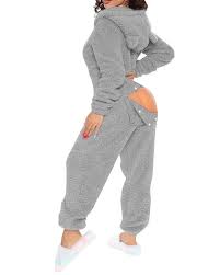 Yitty Onesie|womens Fleece Onesie - Winter Warm V-neck Hooded Pajamas