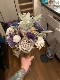We used a tulip brand tie dye pack and a 1:4 fabric softener to water ratio added to the dry dye powder. All The Posts Her Had Me Wanting To Try Sola Wood Flowers So I Made My Own Bouquet And I Am In Love Plus Dog Weddingsunder10k