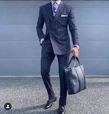 Blue double breasted pinstripe men suit business formal groom 3 pieces tuxedos. Navy Blue Pinstripe Double Breasted Business Formal Men Suit Slim Fit Men Blazer Casual Coat Jacket Tuxedo Suit With Pants Suits Aliexpress