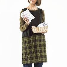 栗原はるみ キルティングチェックチュニックエプロン チャ カーキ ゆとりの空間の通販 チュニックエプロン ファッションアイデア カーキ