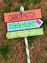 Easter Yard Pole Outdoor Sign Bunny Garden Carrot Patch Egg Hunt Arrow Directional Sign Easter Yard Art Easter Yard Decorations Easter Decorations Outdoor