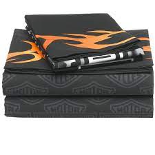 Harley davidson sheet set is a cotton rich blend of 51% cotton 49% polyester. Harley Davidson Tattoo Twin Sheet Set