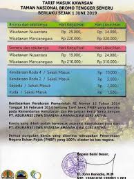 Ini Tarif Baru Tiket Bromo Dan Semeru Per 1 Juni 2019