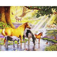 This puzzle has been completed. Horses By The Stream 500 Piece Jigsaw Puzzle The Works