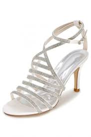 Ajouter à la wish list. Sandales A Talon Elegantes Blanches Avec Bandes De Strass Persun Fr