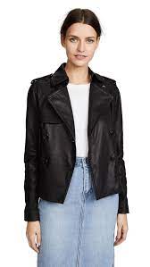 Vince Cropped Lamb Leather Trench Coat In Black Modesens Cropped Trench Coat Leather Trench Coat Trench Coat