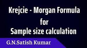 Krejcie and morgan (1970) used the following formula to determine sampling size: Krejcie Morgan Formula For Sample Size Calculation By G N Satish Kumar Youtube