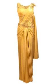 Sleeveless Gold Cocktail Sari Modern Saree Stylish Sarees Indian Dresses