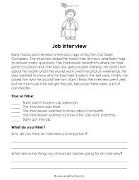 Short Story Job Interview English Unite Short Reading Passage Reading Passages This Or That Questions