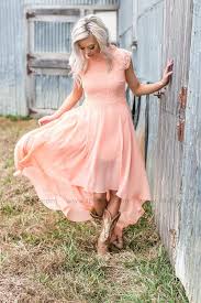 Peach High Low Bridesmaid Dress High Low Bridesmaid Dresses Country Dresses Western Bridesmaid Dresses