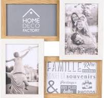HOME DECO FACTORY - HD4204 Cadre-Photos Mural Pêle-mêle 4 Vues - Bois et  Verre - Pour 4 Photos 10x15 cm - Fixation Murale Incluse - 28x28x3 cm -  Beige ...