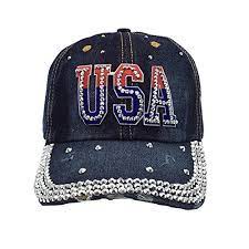 Jade Usa Studded Rhinestone Bling Adjustable Baseball Cap Hat Womens Fashion Classy Rhinestone Bling Caps Hats