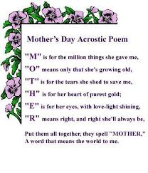 Mother Day Small Acrostic Poem Uploaded By User Mothers Day Poems Happy Mothers Day Pictures Happy Mothers Day Images