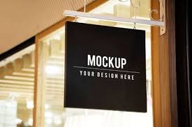 Download Premium Psd Of Mockup Sign Outside Of A Shop 545217 Shop Signs Mockup Logo Mockup