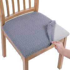 If it began to flat, adding dining room chair cushions is a good idea. Buy Smiry Seat Covers For Dining Room Chairs Stretch Jacquard Dining Chair Seat Covers With Buckle Set Of 4 Grey Online In Indonesia B08pvbbkf6