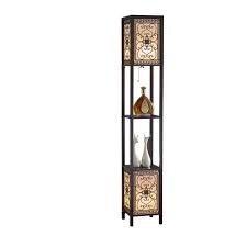 Rectangular wood shelf lamp with linen shade: Artiva Infinity Heart Shelf Floor Lamp 64 In Expresso A808102dex The Home Depot