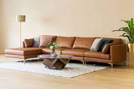 Adams Armless 2 Seater Leather Mocha Brass Castlery Leather Sectional Sofas Leather Chaise Sectional Leather Sofa