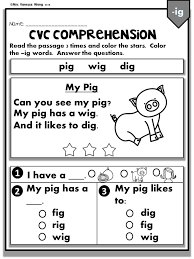Phonics Worksheets Cvc Comprehension Early Reader Cvc Short Vowels Practice With Reading Comprehension Kindergarten Phonics Worksheets Cvc Words Kindergarten