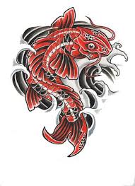 See more ideas about japanese tattoo, japanese tattoo designs, sleeve tattoos. Red And Black Fish In Water In Japanese Style Tattoo Design Tattooimages Biz