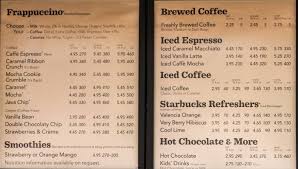 Starbucks Menu Starbucks Menu Coffee Menu Coffee Brewing