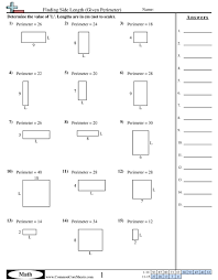 Finding Side Length Given Perimeter Worksheet Perimeter Worksheets Area And Perimeter Area And Perimeter Worksheets