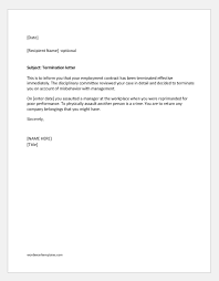 E.g hi,happy to see report to work today. Termination Letter For Misbehavior With Management Word Excel Templates