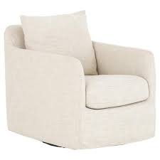 Aimee Modern Classic Ivory Upholstered Swivel Arm Chair Swivel Armchair Armchair Modern Classic