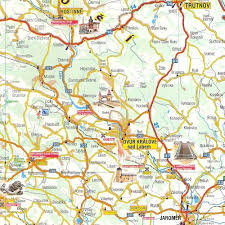 Suma opadów na tych terenach jest zróżnicowana. Czechy Polnocne Mapa Samochodowa 1 200 000 Plan