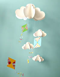 Creative Diy Ceiling Mobile With Cloud And Kite Design Creative And Cute Ceiling Hanging Decorations For Baby Room Decor Ideas Gallery