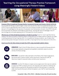 Occupational therapy practice framework (american occupational therapy association). Otpf Handouts For Aota 2018 Ice Learning Center