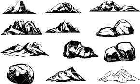 Vector Silhouettes Mega Bundle Graphicmama Graphicmama Vector Rocks And Mountains Silhouette Set Mountain Silhouette Silhouette Nature Vector