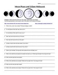 Science Activities Moon Phase Eclipse And Tides Webquests Activity Editable Webquest Moon Phases High School Science