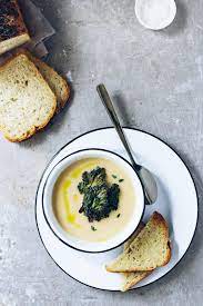 Potato Leek Soup With Salt Vinegar Crispy Kale Potato Leek Soup In 2021 Leek Soup Potato Leek Soup Leeks