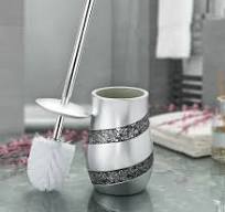 Creative Scents Silver Mosaic Toilet Brush and Holder Set - Toilet Bowl  Brush and Holder, Sturdy Toilet Cleaner Brush with Stainless Steel Handle,  ...