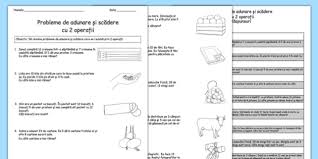 Exersează cu drag la matematică. Probleme Cu DouÄƒ OperaÈ›ii FiÈ™Äƒ De Lucru Teacher Made
