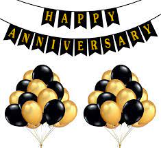 Design & print your own banners. Party Propz 51pcs Happy Anniversary Banner Golden Foiled Sign With Black Golden Balloons For Wedding Anniversary Party Decoration Party Propz Online Party Supply And Birthday Decoration Product Store