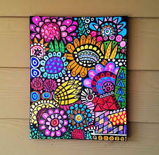 Garden Flowers By Heather Galler Original Painting Floral Modern Folk Art Canvas Folkart