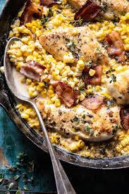 Garlic Butter Creamed Corn Chicken Half Baked Harvest Recipe Summer Recipes Dinner Half Baked Harvest Recipes Harvest Recipes