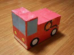 牛乳パックで子どもの消防車を作ってみました 暮らしニスタ 手作りおもちゃ 手作り おもちゃ 車 手作り おもちゃ ダンボール