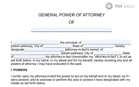 The authority to act on behalf of a person in certain specified matters, such as financial dealings, or in general. General Power Of Attorney Free Poa Form In Pdf Format