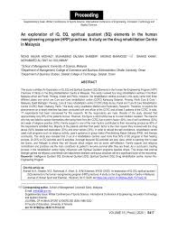 Six experiences on creating alternatives to compulsory detention centres in thanks are extended to the following individuals for reviewing the report and for providing input and guidance: Pdf An Exploration Of Iq Eq Spiritual Quotient Sq Elements In The Human Reengineering Program Hrp Practices A Study On The Drug Rehabilitation Centre In Malaysia