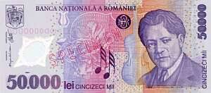 Cerneala care îşi schimbă culoarea. Banca NaÅ£ionalÄƒ A Romaniei Bancnota De 50 000 Lei