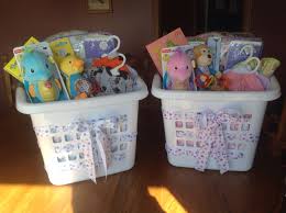 Use Laundry Basket As Gift Bag For Baby Shower Gifts I Used Ribbon To Add A Personal Touch These Are Baby Shower Baskets Baby Gift Basket Baby Shower Gifts