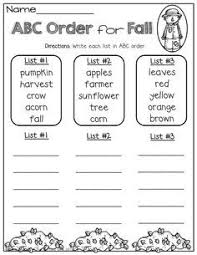 Abc Order For Fall Abc Order Worksheet 1st Grade Writing Alphabetical Order Worksheets