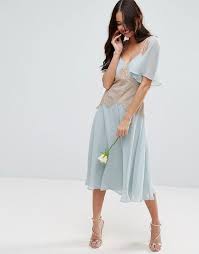 Asos Wedding Contrast Lace Panel Midi Dress Maxi Dress Prom Womens Dresses Light Blue Bridesmaid Dresses