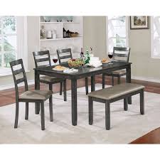 The presence of round dining room table and chair set helps you to come up with a dining combination that best fits your interior needs. Gloria Casual 6 Piece Dining Set With Bench And Faux Leather Seats Household Furniture Table Chair Set With Bench